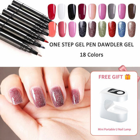 📢📢Limited Time Buy 1 Get 1 Free Only: £9.99‼️💅One Step Nail Gel Pen 🎁Free Gift -Mini Portable UV Nail Lamp✨