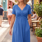 👗💙  LIMITED-TIME 50% OFF‼️✨ Women’s V-Neck Short Sleeve Long Dress 🌸 Elegant Flowing Fit, Comfortable Fabric & Effortless Everyday Style