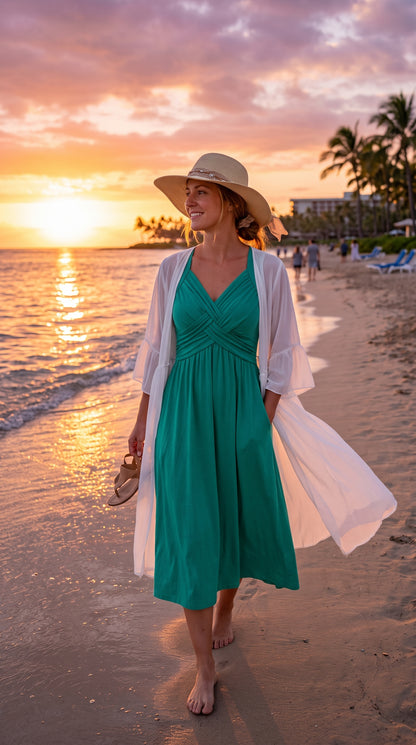 👗💙  LIMITED-TIME 50% OFF‼️✨ Women’s V-Neck Short Sleeve Long Dress 🌸 Elegant Flowing Fit, Comfortable Fabric & Effortless Everyday Style