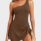 💗👙LAST DAY SALE 60% OFF: ONLY £13.99!!⚡50K+ SOLD💕🏖️Women's One Piece Swim Dress One Shoulder Swimsuit With Skirt🩱