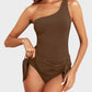 💗👙LAST DAY SALE 60% OFF: ONLY £13.99!!⚡50K+ SOLD💕🏖️Women's One Piece Swim Dress One Shoulder Swimsuit With Skirt🩱