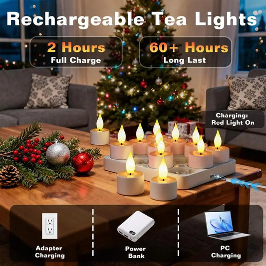 🖤🔥 Black Friday Sale - save 57% 🎄✨ Rechargeable Flameless LED Tea Light Candles 🕯️💖