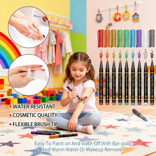 🌈🏆Surprise Price: Only £7.99!!🔥🎨Temporary Tattoo Markers for Skin👍✨Perfect For Unique Body Art🔥