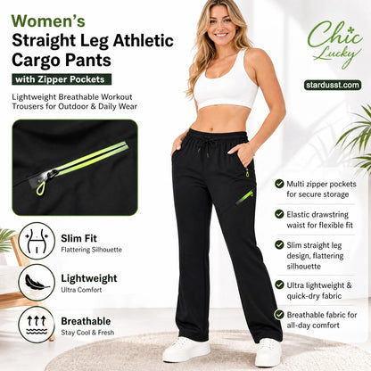 🔥LAST DAY SALE 50% OFF👍Women’s Straight-Leg Cargo Trousers – Elastic Waist, 6-Pocket Casual Pants for Work, Travel & Everyday Wear 👖✨