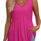 💥🌞Summer Women Outfit Hot Sale :Only ￡10.99‼️👗Women's Print Flowy Sleeveless V Neck Peplum Tank Tops✨Loose Waist Ruffle Hem Camisole Daily Holiday Top