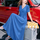 👗💙  LIMITED-TIME 50% OFF‼️✨ Women’s V-Neck Short Sleeve Long Dress 🌸 Elegant Flowing Fit, Comfortable Fabric & Effortless Everyday Style