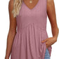 💥🌞Summer Women Outfit Hot Sale :Only ￡10.99‼️👗Women's Print Flowy Sleeveless V Neck Peplum Tank Tops✨Loose Waist Ruffle Hem Camisole Daily Holiday Top