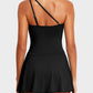 💗👙LAST DAY SALE 60% OFF: ONLY £13.99!!⚡50K+ SOLD💕🏖️Women's One Piece Swim Dress One Shoulder Swimsuit With Skirt🩱