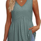 💥🌞Summer Women Outfit Hot Sale :Only ￡10.99‼️👗Women's Print Flowy Sleeveless V Neck Peplum Tank Tops✨Loose Waist Ruffle Hem Camisole Daily Holiday Top