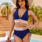 🏖️LAST DAY SALE – ONLY ￡13.99!!🔥💓High Waisted Tummy Control Color Block Bikini Set With Free Sunglass🕶️