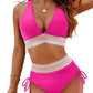 🏖️LAST DAY SALE – ONLY ￡13.99!!🔥💓High Waisted Tummy Control Color Block Bikini Set With Free Sunglass🕶️