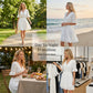 👗LAST DAY SALE 60% OFF⚡50K+ SOLD💕🪞Chic V-Neck Dress with Lace Cutout Details✨Soft Hollow Lace Splicing Midi Dress For Date Wedding Guest Party💐