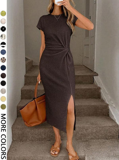 👗Summer Hot Sale 50% OFF✨Women's Elegant Waist Twist High Slit Sleeveless Midi Dress– Waist-Cinching, Elegant, Flowing Silhouette 💃