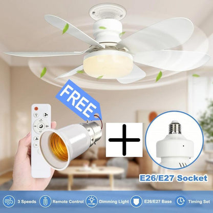 🔥LAST DAY SALE 50% OFF🌀40W LED Ceiling Fan Light – 20.5” Ultra-Quiet with Remote 🎯 | E27 + FREE B22 Adapter 🔌 | For Bedroom 😴, Kitchen 👩‍🍳 & Garage 🛠️ – UK Ready! 🇬🇧
