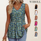 💥🌞Summer Women Outfit Hot Sale :Only ￡10.99‼️👗Women's Print Flowy Sleeveless V Neck Peplum Tank Tops✨Loose Waist Ruffle Hem Camisole Daily Holiday Top