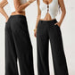 💓Summer Hot Sale 50% OFF⚡50K+ SOLD!!💕Women's Cotton Linen Palazzo Pants Summer Flowy Wide Straight Leg Beach Trousers With Pocket Casual Solid Color Soft Elastic High Waist Lounge Pants💐