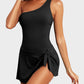 💗👙LAST DAY SALE 60% OFF: ONLY £13.99!!⚡50K+ SOLD💕🏖️Women's One Piece Swim Dress One Shoulder Swimsuit With Skirt🩱