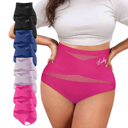 ⚡Last Day Buy 1 Get 3 Packs: Only ￡11.99!!🌸Plus-Size High-Waist Cross Tummy Control Panties✨Soft Stretch Full Coverage Shaping Underwear