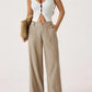 💓Summer Hot Sale 50% OFF⚡50K+ SOLD!!💕Women's Cotton Linen Palazzo Pants Summer Flowy Wide Straight Leg Beach Trousers With Pocket Casual Solid Color Soft Elastic High Waist Lounge Pants💐