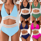 🏖️LAST DAY SALE – ONLY ￡13.99!!🔥💓High Waisted Tummy Control Color Block Bikini Set With Free Sunglass🕶️