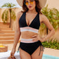 🏖️LAST DAY SALE – ONLY ￡13.99!!🔥💓High Waisted Tummy Control Color Block Bikini Set With Free Sunglass🕶️