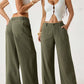 💓Summer Hot Sale 50% OFF⚡50K+ SOLD!!💕Women's Cotton Linen Palazzo Pants Summer Flowy Wide Straight Leg Beach Trousers With Pocket Casual Solid Color Soft Elastic High Waist Lounge Pants💐