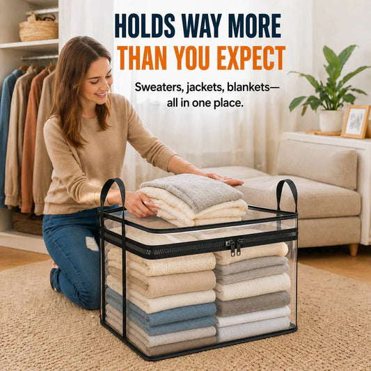 ⏳LAST DAY BUY 2 GET 1 FREE!!💕HomeVault™🇬🇧 Transparent Storage Bag – Large, Dust & Moisture-Proof with Handle✨Ultimate All-in-One Organizer for Clothes, Toys, Books, Stuffed Animals & Absolutely Everything! 🧸📚👕🧦