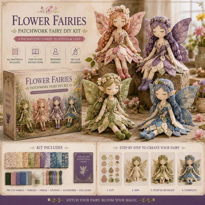 🔥 Last Day Special Price £13.99!! 🧵🧚Fairy Patchwork DIY Collection🌸Dreamy Floral Fabric Patches✨Vintage Mixed Material Scrapbook Handmade Kit💐