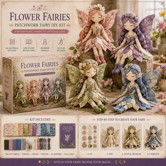 🔥 Last Day Special Price £13.99!! 🧵🧚Fairy Patchwork DIY Collection🌸Dreamy Floral Fabric Patches✨Vintage Mixed Material Scrapbook Handmade Kit💐