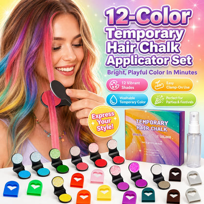 🌈12-Color Temporary Hair Chalk Applicator Set🎁-Ready for Christmas!🎅