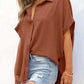 ⏳2026 Summer Hot Sale 60% OFF: Only £13.99!!💥👚Women's Casual V Neck Button Down Shirts Solid Short Sleeve Blouses💐Soft Breathable Basic Shirt For Office Holiday Daily Outfit🇬🇧