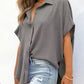 ⏳2026 Summer Hot Sale 60% OFF: Only £13.99!!💥👚Women's Casual V Neck Button Down Shirts Solid Short Sleeve Blouses💐Soft Breathable Basic Shirt For Office Holiday Daily Outfit🇬🇧