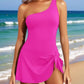 💗👙LAST DAY SALE 60% OFF: ONLY £13.99!!⚡50K+ SOLD💕🏖️Women's One Piece Swim Dress One Shoulder Swimsuit With Skirt🩱