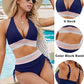 🏖️LAST DAY SALE – ONLY ￡13.99!!🔥💓High Waisted Tummy Control Color Block Bikini Set With Free Sunglass🕶️