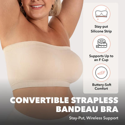 🏖️Summer Hot Sale 50% OFF💖Aurelle™ No-Slip Convertible Bandeau – 3-Way Wear👙, Wire-Free & Trusted by 50K+ Women👙🇬🇧
