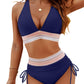 🏖️LAST DAY SALE – ONLY ￡13.99!!🔥💓High Waisted Tummy Control Color Block Bikini Set With Free Sunglass🕶️