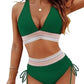🏖️LAST DAY SALE – ONLY ￡13.99!!🔥💓High Waisted Tummy Control Color Block Bikini Set With Free Sunglass🕶️