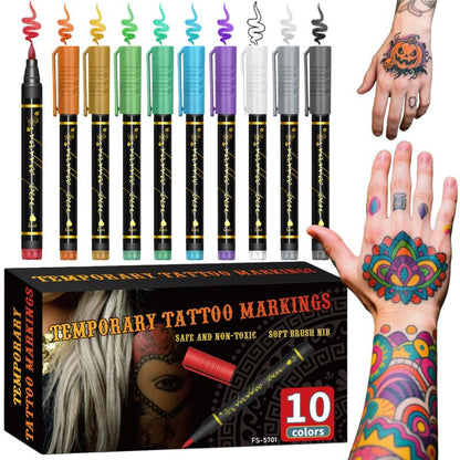 ⏰🌈LIMITED SALE 70% OFF: Only £7.99!!🎨Perfect For Unique Body Art🔥Temporary Tattoo Markers for Skin