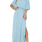 🏖️2026 Summer Hot Sale– Only ￡13.99!!🔥💃Women's Off-Shoulder Ruffled Side-Slit Maxi Dress with Pockets
