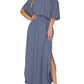 🏖️2026 Summer Hot Sale– Only ￡13.99!!🔥💃Women's Off-Shoulder Ruffled Side-Slit Maxi Dress with Pockets