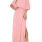 🏖️2026 Summer Hot Sale– Only ￡13.99!!🔥💃Women's Off-Shoulder Ruffled Side-Slit Maxi Dress with Pockets