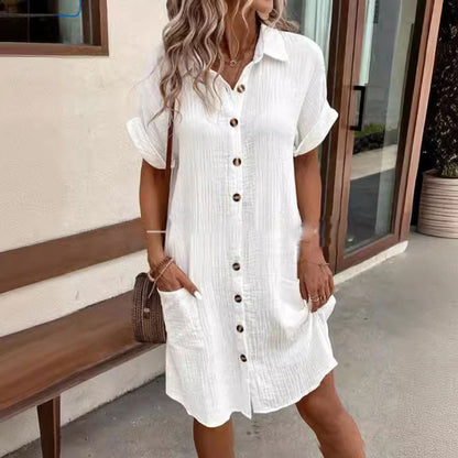 🌞💎Summer Hot Sale 50% OFF:￡14.99‼️✨Women’s Summer Midi Dress – Breezy, Flattering & Effortlessly Chic! Lightweight Button-Down with Pockets 🇬🇧☀️