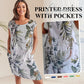 🍃LAST DAY SPECIAL PRICE ￡14.99⚡50K+ SOLD💕👗Casual Printed Dress with Pockets✨Soft Loose Midi Sundress With Side Pockets Beach Holiday Commute Outfit UK🇬🇧 | Free Smile Face Necklace Gift🎁