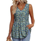 💥🌞Summer Women Outfit Hot Sale :Only ￡10.99‼️👗Women's Print Flowy Sleeveless V Neck Peplum Tank Tops✨Loose Waist Ruffle Hem Camisole Daily Holiday Top