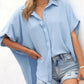 ⏳2026 Summer Hot Sale 60% OFF: Only £13.99!!💥👚Women's Casual V Neck Button Down Shirts Solid Short Sleeve Blouses💐Soft Breathable Basic Shirt For Office Holiday Daily Outfit🇬🇧