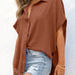 ⏳2026 Summer Hot Sale 60% OFF: Only £13.99!!💥👚Women's Casual V Neck Button Down Shirts Solid Short Sleeve Blouses💐Soft Breathable Basic Shirt For Office Holiday Daily Outfit🇬🇧