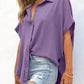 ⏳2026 Summer Hot Sale 60% OFF: Only £13.99!!💥👚Women's Casual V Neck Button Down Shirts Solid Short Sleeve Blouses💐Soft Breathable Basic Shirt For Office Holiday Daily Outfit🇬🇧