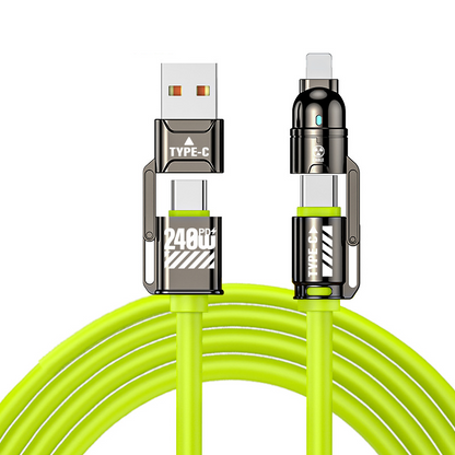 🎉Final 12 Hours- Only ￡6.99!!🌸🔌50% OFF NOW! 4-in-1 High-Power Fast Charging Cable, 240W PD Multi-Interface, USB-A/USB-C to Type-C/Lightning, Universal Charging Cable for Phones and Laptops