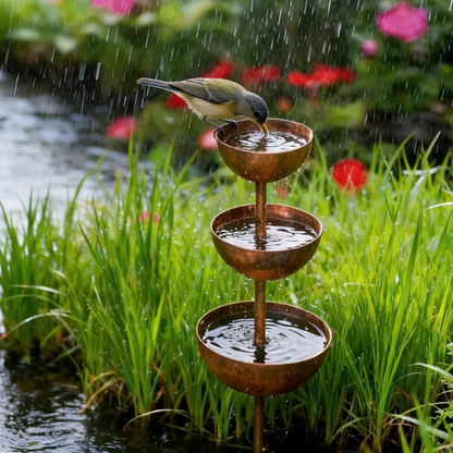 🦜 Last Day Special Price £9.99! ⚡️🌿3-Tier Rustic Metal Bird Feeder & Drinker Stake🐦Ground Plug Design Dual-Use Seed Tray Bird Bath For Garden Yard