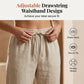 👖⏳LAST DAY SPECIAL PRICE ￡11.99‼️WITH FREE GIFT!!🎁Women's Casual Cotton Linen Capris✨Elastic High Waist Loose Cropped Trousers Breathable Lightweight Pants For Daily Holiday